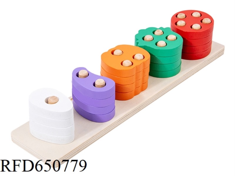 WOODEN FRUIT AND VEGETABLE SET COLUMN BUILDING BLOCK C