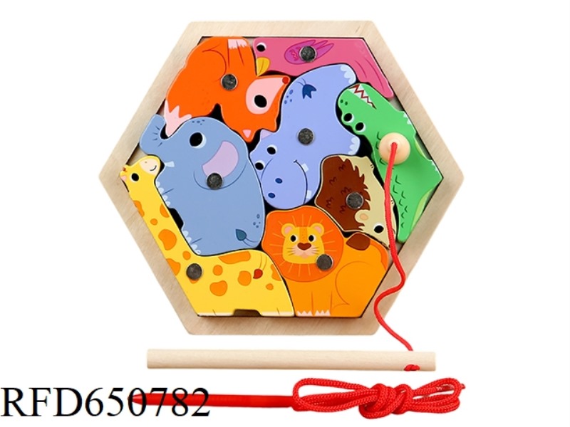 WOODEN FOREST ANIMAL HEXAGONAL FISHING BLOCKS