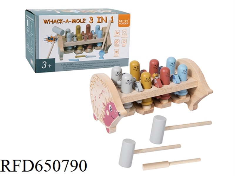 WOODEN HEDGEHOG WHACK-A-MOLE IN ONE