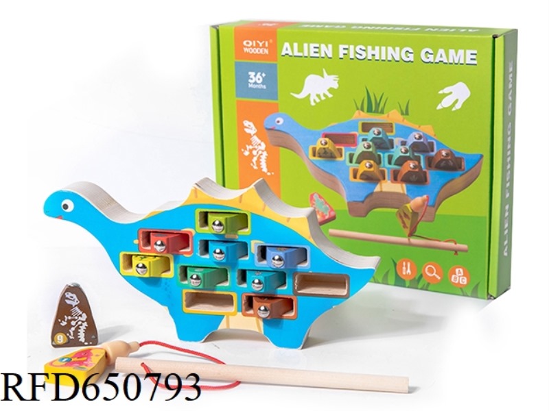 WOODEN DINOSAUR FISHING GAME