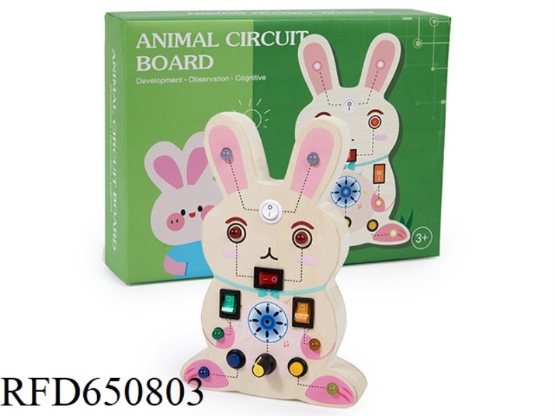 WOODEN RABBIT LED LIGHTS BUSY BOARD