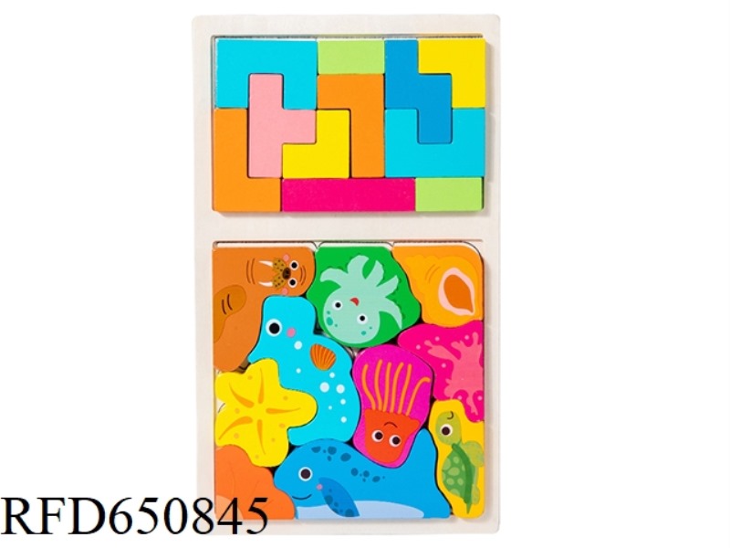 WOODEN 2-IN-1 OCEAN RUSSIAN STEREOSCOPIC PUZZLE