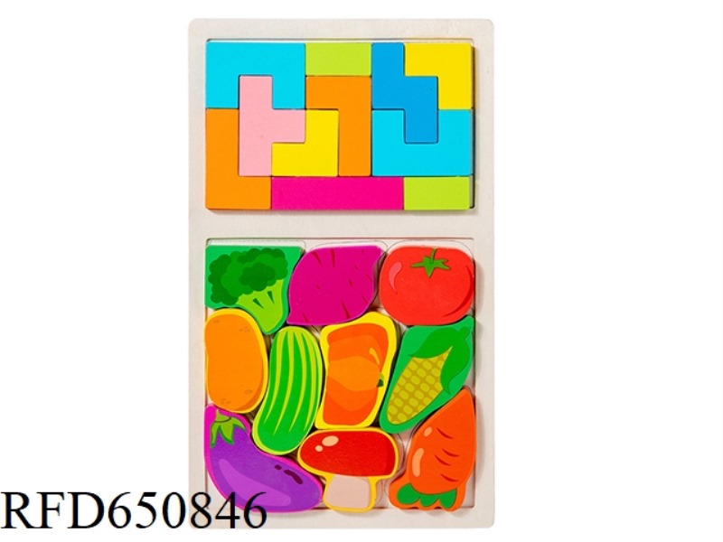 WOODEN 2-IN-1 VEGETABLE RUSSIAN STEREOSCOPIC PUZZLE