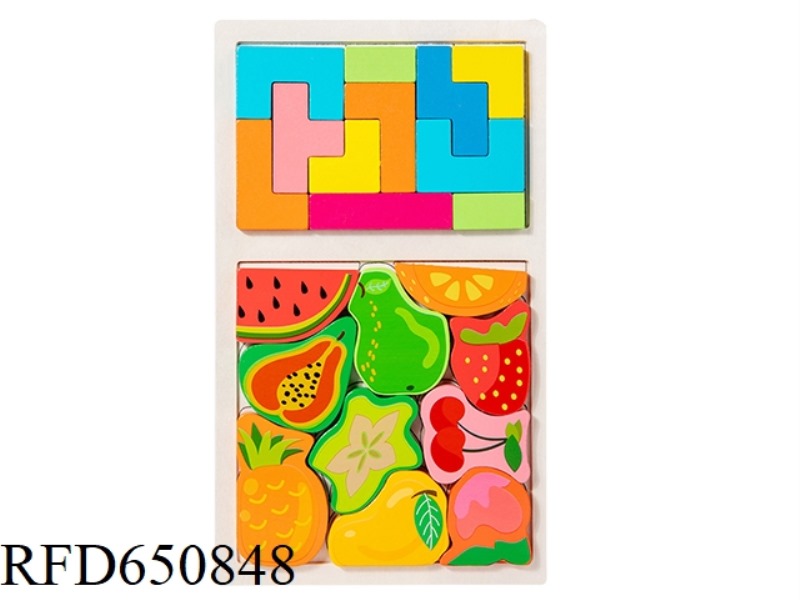 WOODEN 2-IN-1 FRUIT RUSSIAN STEREOSCOPIC PUZZLE