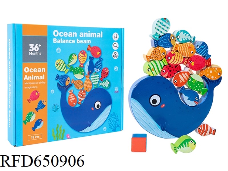 WOODEN OCEAN WHALE BALANCE JENGA