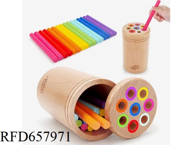 ROUND STICK SORTING BUCKET (BEECH WHITE BOX)
