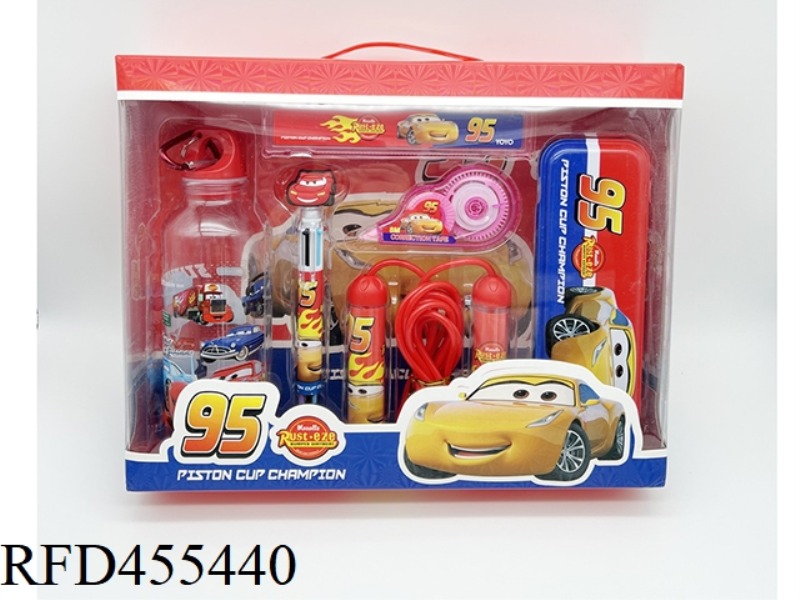 STATIONERY SET (SKIP ROPE + KETTLE + CORRECTION TAPE + BALLPOINT PEN + IRON BOX + RULER)