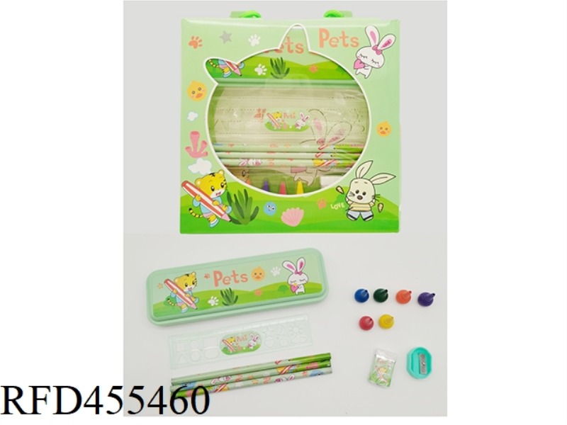 STATIONERY SET (PLASTIC PEN BOX + CRAYONS) LITTLE WHITE RABBIT