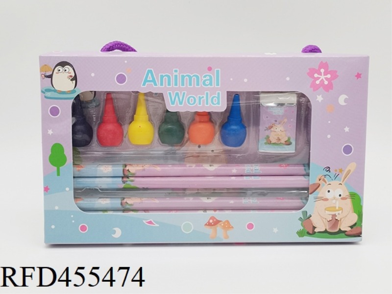 STATIONERY SET (WITH NOTEBOOK) PENCIL + CRAYON + ERASER + PENCIL SHARPENER PENGUIN