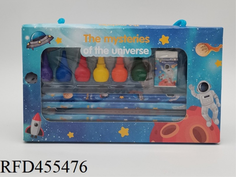 STATIONERY SET (WITH NOTEBOOK) PENCIL + CRAYON + ERASER + PENCIL PLANER SPACE