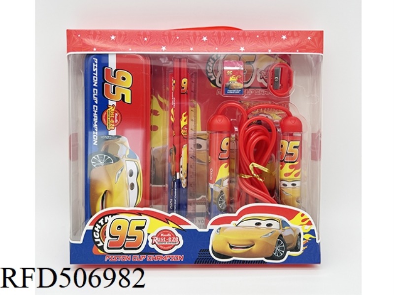 STATIONERY SET (TIN BOX + PENCIL + RULER + ERASER + PENCIL SHARPENER + JUMP ROPE