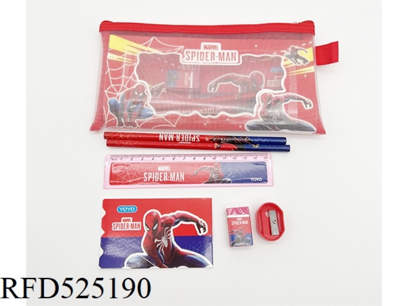 ZIP POUCH STATIONERY SET (PENCIL + RULER + BOOK + ERASER + PENCIL GRATER) SPIDER-MAN