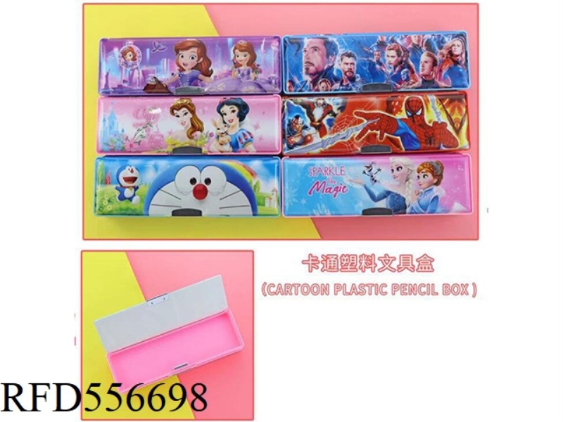 CARTOON PLASTIC PENCIL BOX PRINCESS, SPIDER-MAN, REVENGE, CAR, TINKER BELL CAT