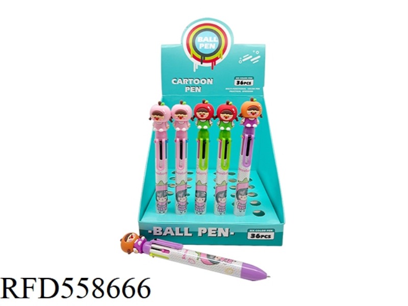 SIX COLOR PEN APPLE GIRL 36 PIECES/DISPLAY BOX