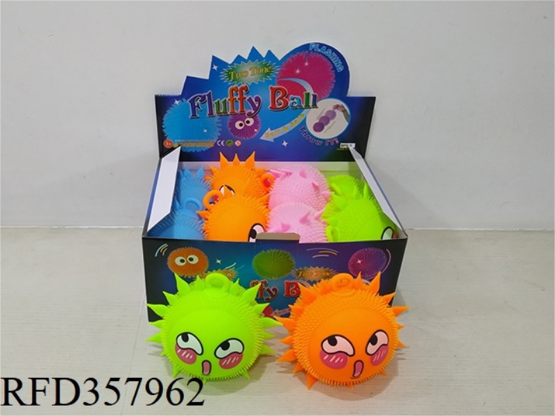 8 MEDIUM FLASHING HAIRY EXPRESSION SUN BALLS/8PCS