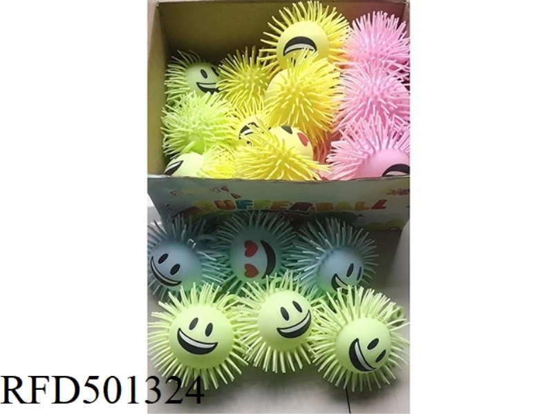 9CM 60G EMOTICON FLUFFY BALL WITH LIGHT GLITTER BALL 18PCS