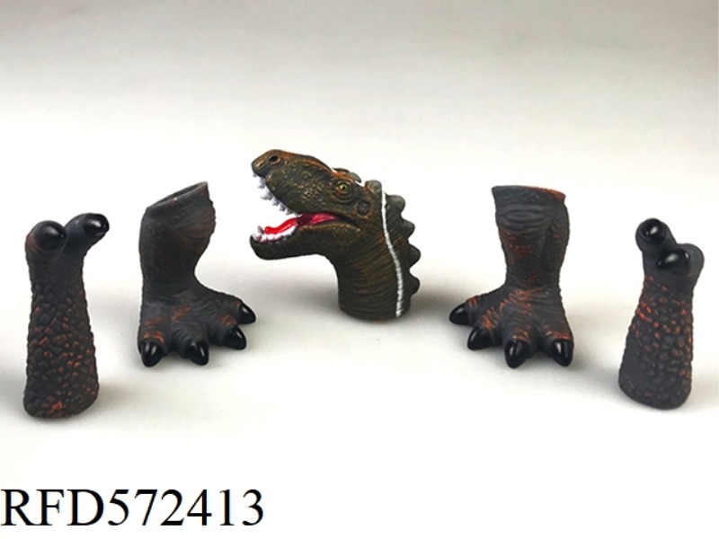 SOFT RUBBER DINOSAUR HEAD FOOT FINGER PUPPET