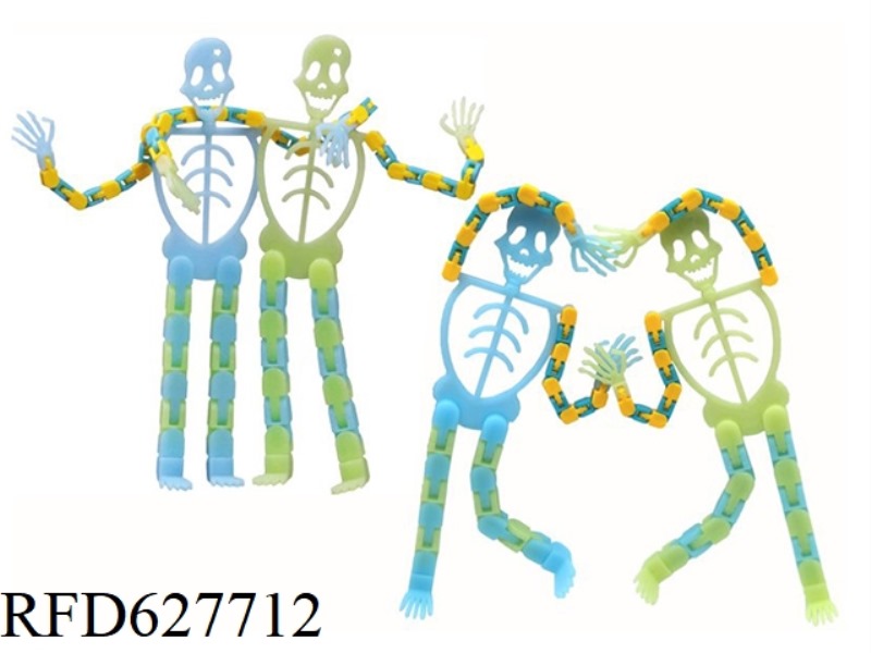HALLOWEEN SKELETON RACK CHILDREN GLOW-IN-THE-DARK PRANK TRACK CHAIN SKELETON MAN