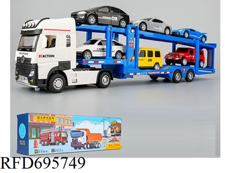 EXTENDED PLASTIC TRAILER DOUBLE DECKER TRANSPORT VEHICLE (LIGHTING/MUSIC)