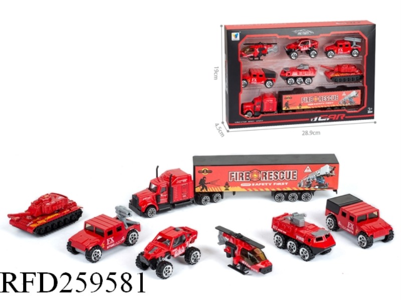 SLIDE ALLOY FIRE ENGINE(6PCS+CONTAINER 1PCS,11 ASST)
