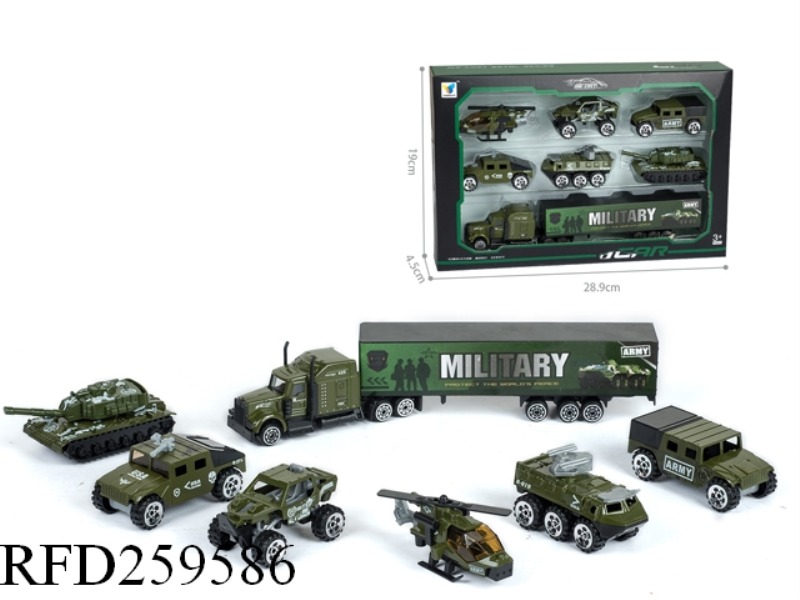 SLIDE ALLOY FIRE MILITARY CAR(6PCS+CONTAINER 1PCS,11 ASST)