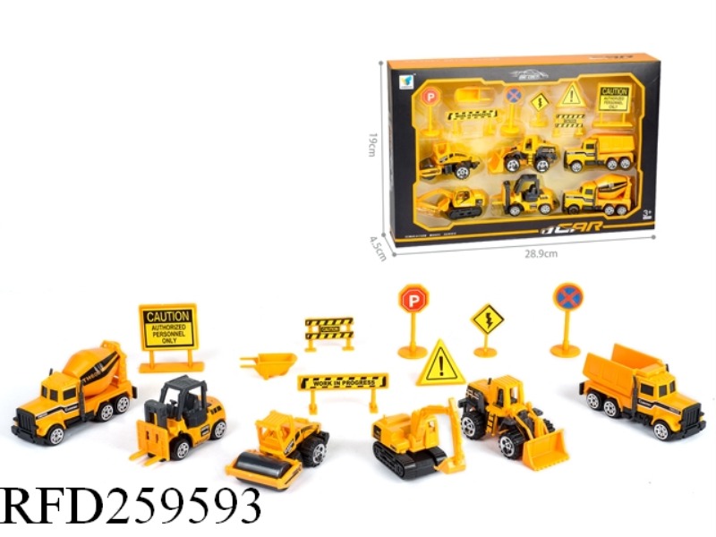 SLIDE ALLOY SHOP TRUCK(6 ASST)+ROAD SIGN