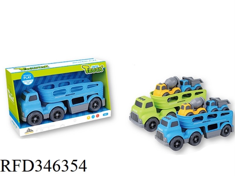 SLIDING CARTOON TRACTOR TRANSPORT VEHICLE (WITH 2 SLIDING CARTOON CARS)