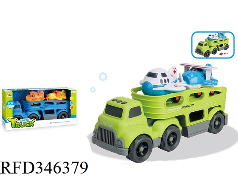 (WITH 2 TAXIING CARTOON PLANES) TAXIING CARTOON TRACTOR TRANSPORTER