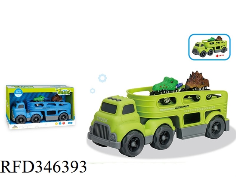 (WITH 2 PULL BACK ANIMAL VEHICLES) SLIDING CARTOON TRACTOR TRANSPORT VEHICLE