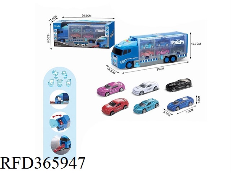ZHANYING CONTAINER TRUCK WITH 6 LUXURY COUPE (SLIDE FUNCTION, WITH LIGHT AND MUSIC)