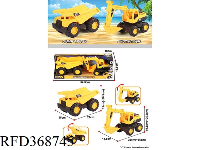 SLIDING BIG DUMP TRUCK + BIG EXCAVATOR