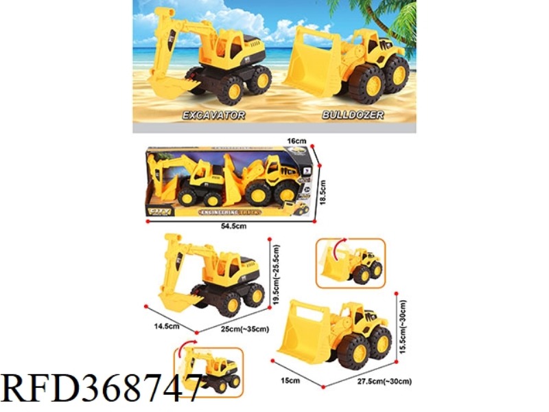 SLIDING BIG EXCAVATOR + BIG BULLDOZER