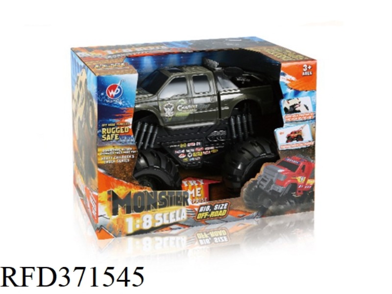 SLIDING MONSTER MILITARY PICKUP TRUCK 1:8