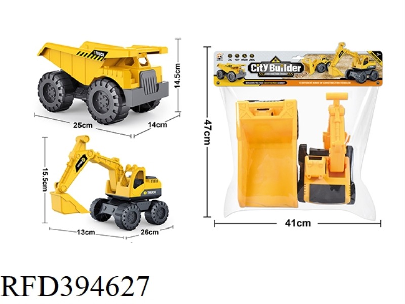 SLIDE OVERSIZED EXCAVATOR + SUPER LARGE TRUCK