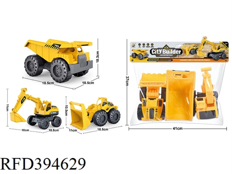 SLIDE LARGE EXCAVATOR + LARGE BULLDOZER + LARGE TRUCK
