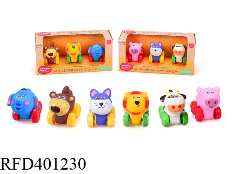VINYL ANIMAL CART (SOFT RUBBER SLIDING) 2 MIXED