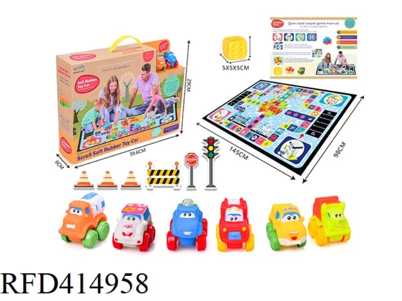 VINYL SLIDING ENGINEERING CARTOON CAR WITH LARGE SIZE GAME BLANKET