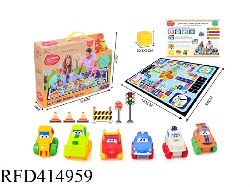 VINYL SLIDING ENGINEERING CARTOON CAR WITH LARGE SIZE GAME BLANKET