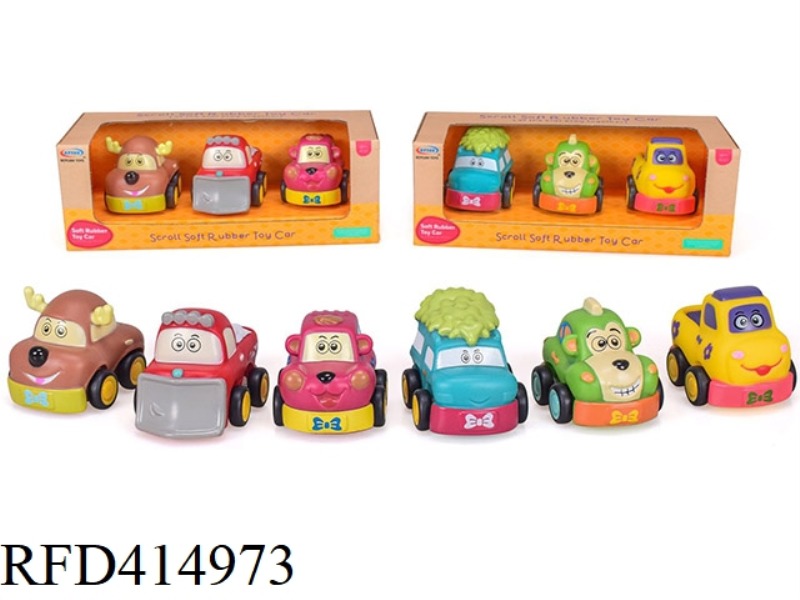 VINYL CARTOON CAR (SOFT RUBBER SLIDING) 2 MIXED