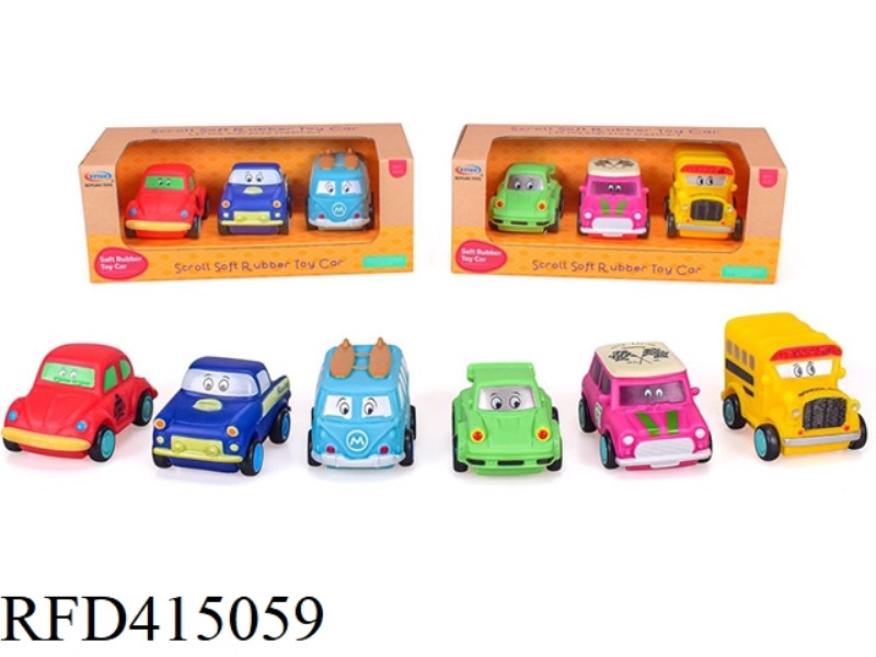 VINYL CARTOON CAR (SOFT RUBBER SLIDING) 2 MIXED