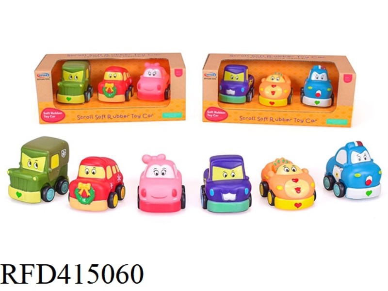 VINYL CARTOON CAR (SOFT RUBBER SLIDING) 2 MIXED