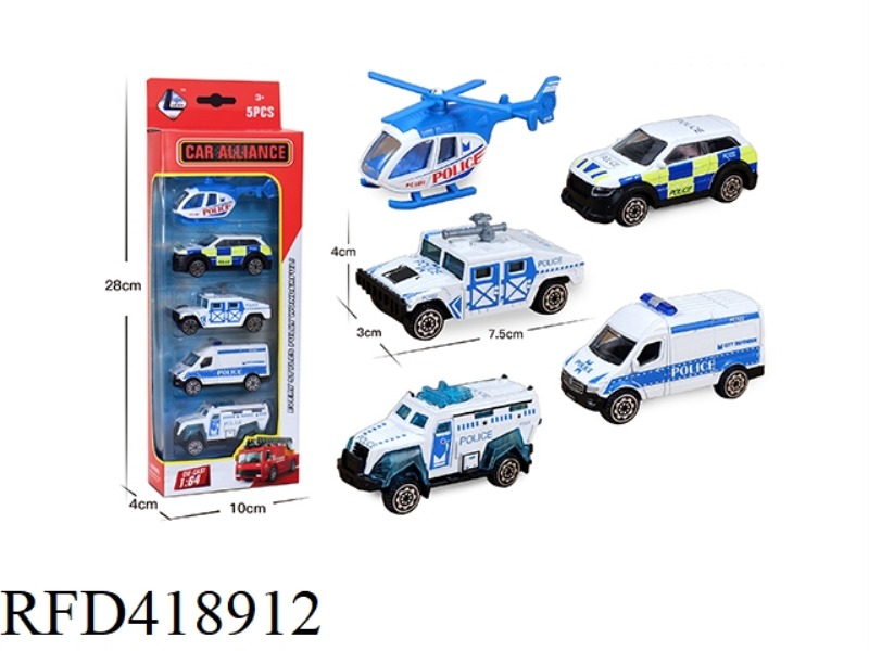 1:64 ALLOY SLIDING POLICE CAR