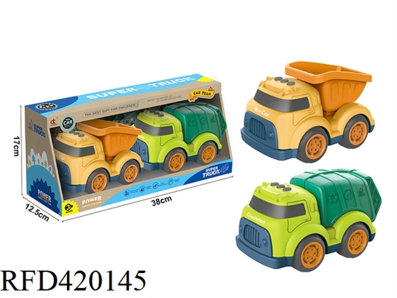 CARTOON SLIDING ENGINEERING VEHICLE (DIRT TRUCK + SANITATION VEHICLE)