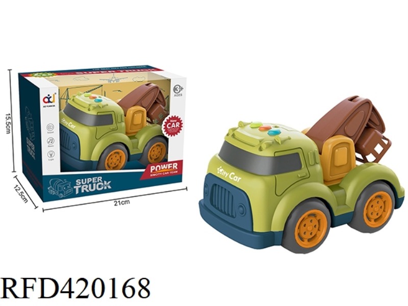 CARTOON SLIDING ENGINEERING VEHICLE WITH LIGHT AND MUSIC (LADDER TRUCK)