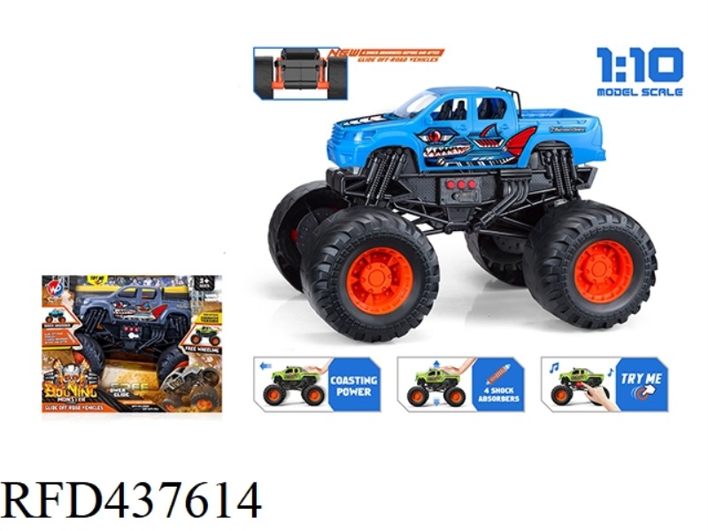 1: 10 SHARK MONSTER TRUCK (WITH LIGHT AND MUSIC)