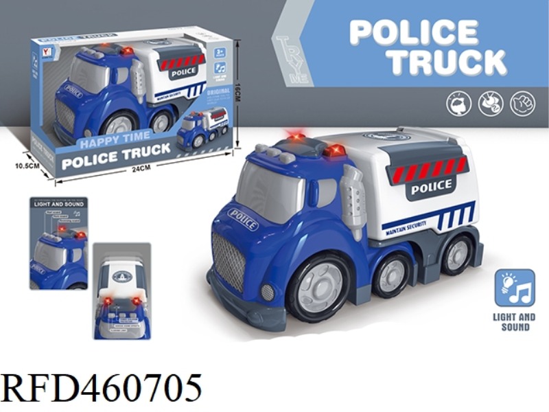 SLIDING CARTOON SOUND AND LIGHT POLICE CAR