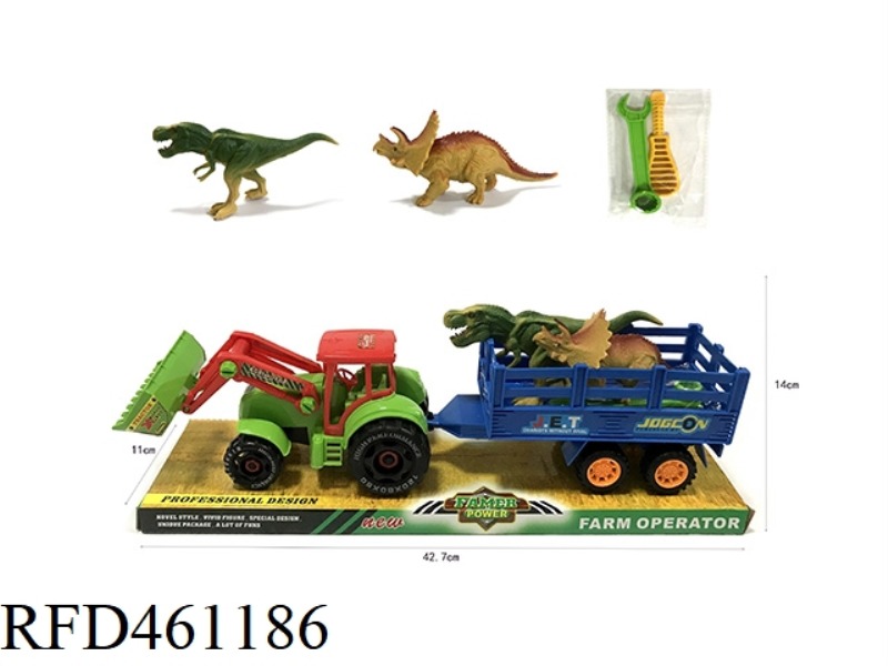 SLIDING DISASSEMBLY AND ASSEMBLY OF 2 DINOSAURS ON FARMER'S VEHICLE