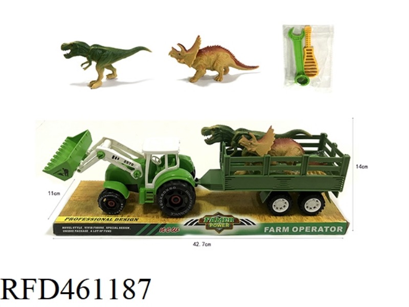 SLIDING DISASSEMBLY AND ASSEMBLY OF 2 DINOSAURS ON FARMER'S VEHICLE