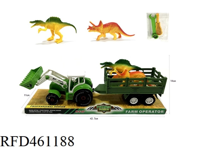 SLIDING DISASSEMBLY AND ASSEMBLY OF 2 DINOSAURS ON FARMER'S VEHICLE