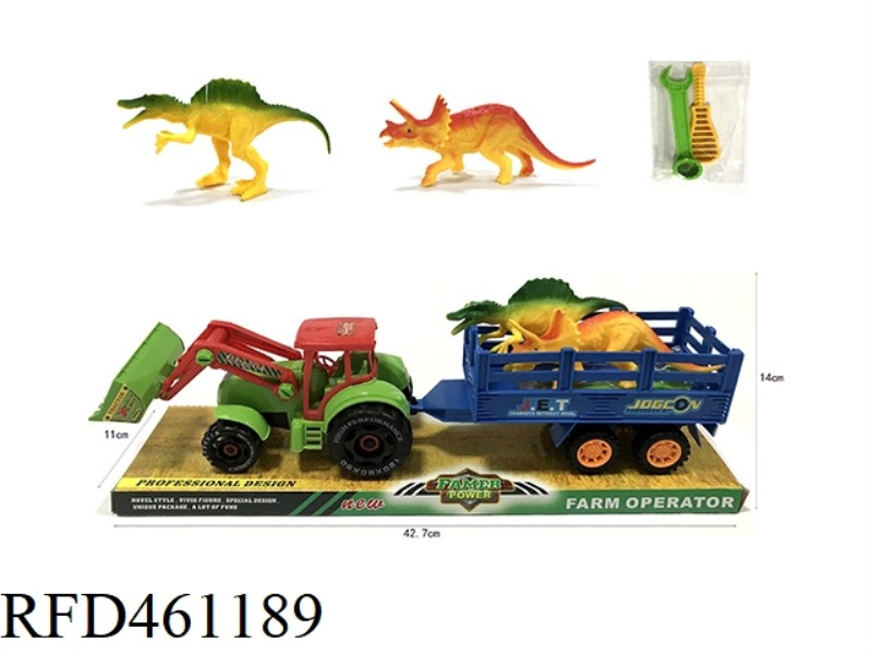 SLIDING DISASSEMBLY AND ASSEMBLY OF 2 DINOSAURS ON FARMER'S VEHICLE